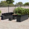 vidaXL Conjunto de Sof&aacute; de Jardim com almofada 11 pcs Preto vime PE