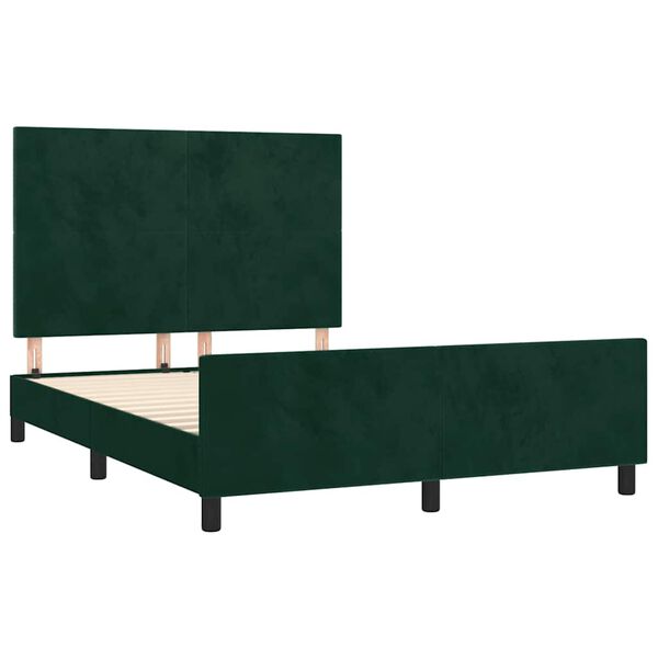 vidaXL Estrutura de cama sem colch&atilde;o 140x200 cm veludo verde-escuro