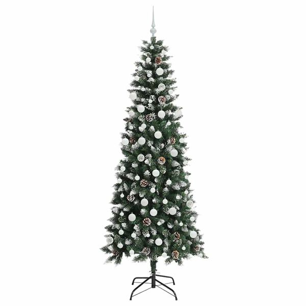 vidaXL &Aacute;rvore de Natal Artificial Verde 210 cm PVC, Pl&aacute;stico e A&ccedil;o
