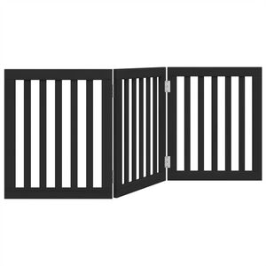 vidaXL Port&atilde;o para c&atilde;es dobr&aacute;vel 3 pain&eacute;is 150 cm &aacute;lamo preto