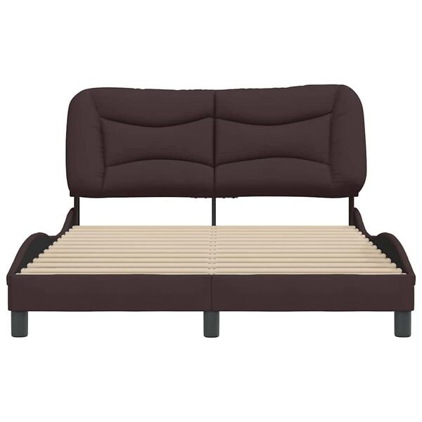 vidaXL Estrutura de cama sem colch&atilde;o Hvar 140x190 cm tecido castanho-escuro
