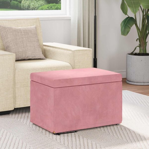 vidaXL Banqueta Rosa 61 x 41 x 40 cm Veludo e Madeira de Engenharia