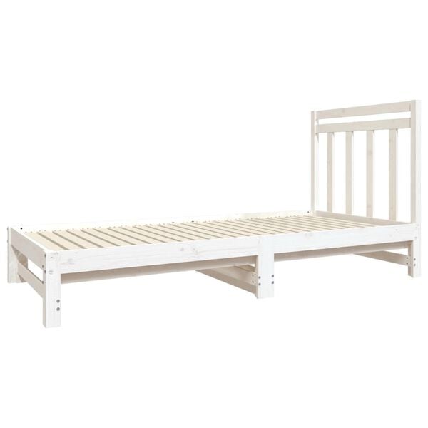vidaXL Estrutura sof&aacute;-cama de puxar 2x(90x190) cm pinho maci&ccedil;o branco