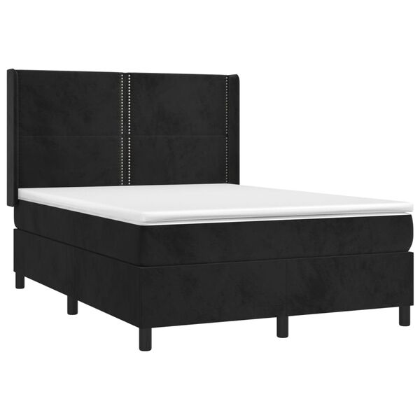 vidaXL Cama com molas/colch&atilde;o 140x190 cm veludo preto