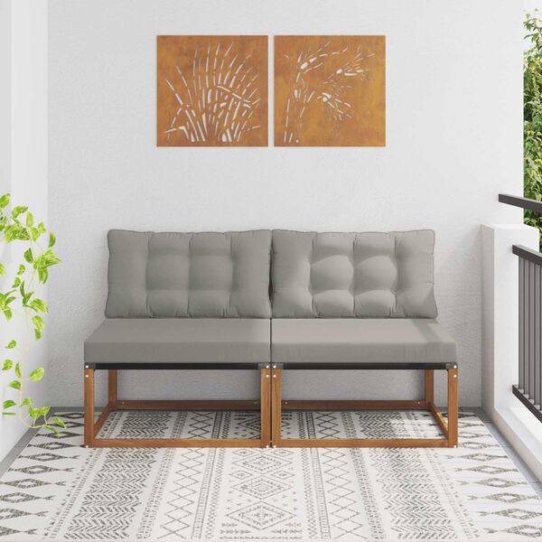 vidaXL 2 Pe&ccedil;a Sof&aacute; M&eacute;dio Externo Madeira S&oacute;lida de Ac&aacute;cia Natural