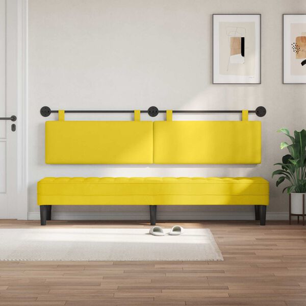 vidaXL Cabeceira Suspensa Liso Amarelo Claro 210 x 55 x 5 cm