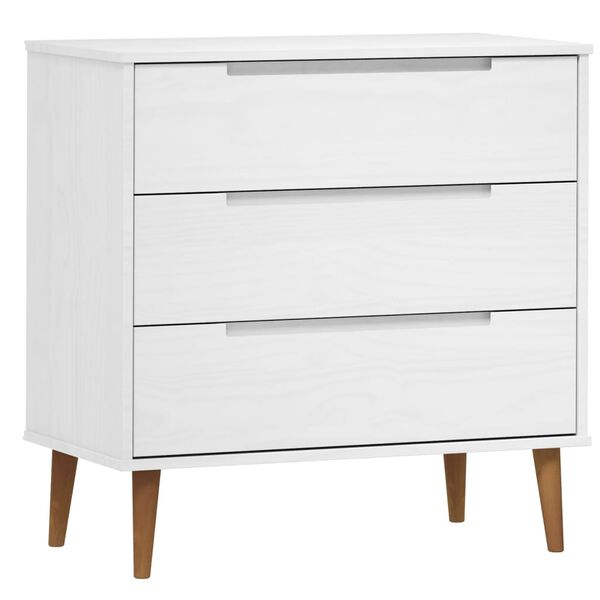 vidaXL Arm&aacute;rio de gavetas MOLDE 80x40x80 cm pinho maci&ccedil;o branco