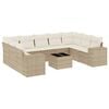 vidaXL 10 pcs conjunto de sof&aacute;s p/ jardim com almofad&otilde;es vime PE bege