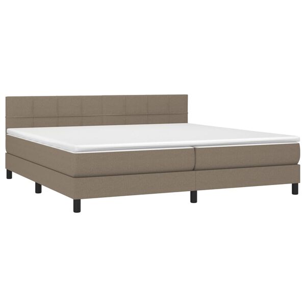 vidaXL Cama box spring colch&atilde;o/LED 200x200cm tecido cinza-acastanhado