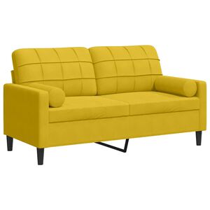 vidaXL Sof&aacute; 2 lugares c/ almofadas decorativas 140 cm veludo amarelo