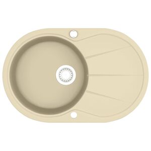 vidaXL Lava-lou&ccedil;a com 1 cuba oval granito bege