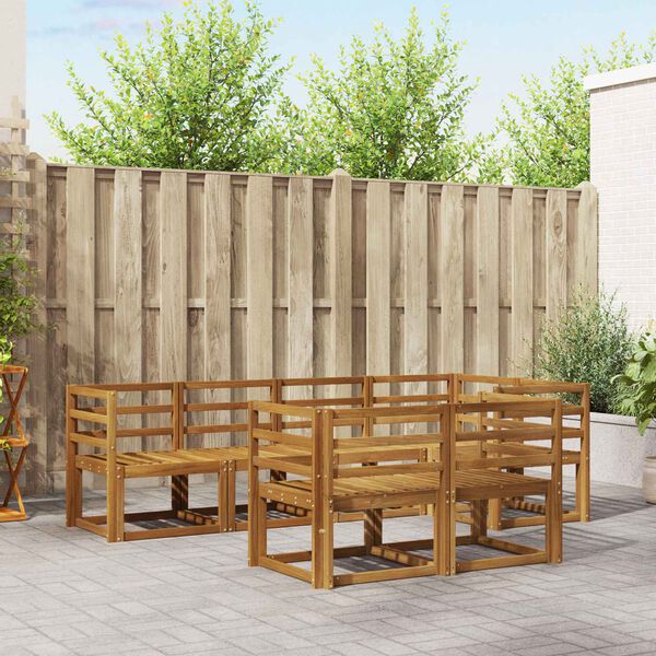 vidaXL Conjunto de Sof&aacute;s para Exterior 7 pcs Natural e Bege