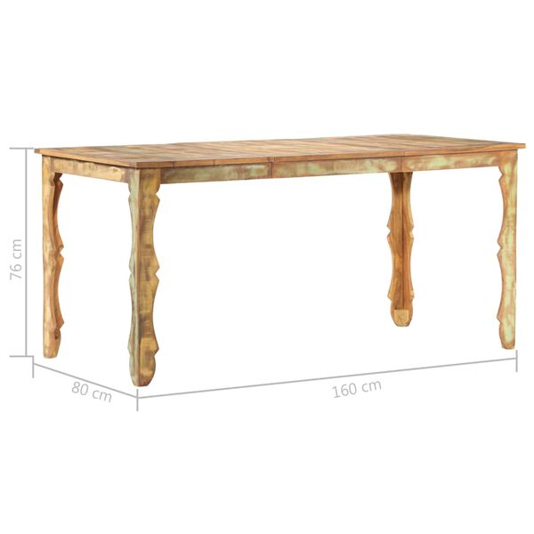 vidaXL Mesa de jantar 160x80x76 cm madeira recuperada maci&ccedil;a