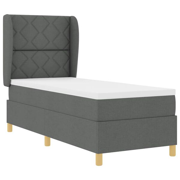 vidaXL Cama Box Springs com Colch&atilde;o Cinza Escuro 90x190 cm 80 x 200 cm