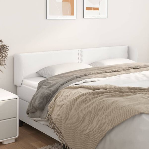 vidaXL Cabeceira de cama c/ abas couro artificial183x23x78/88cm branco