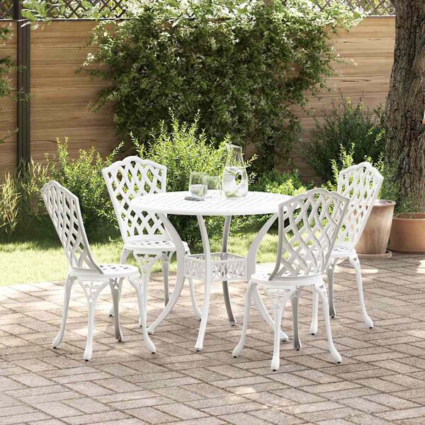 vidaXL Conjunto de Jantar para Jardim 5 pcs Branco Alum&iacute;nio