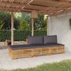 vidaXL 3 pcs conjunto lounge jardim c/ almofad&otilde;es madeira teca maci&ccedil;a