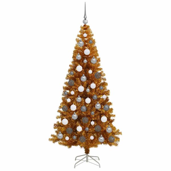 vidaXL &Aacute;rvore de Natal com 300 LEDs com suporte Ouro 180 cm PET