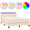 vidaXL Cama box spring c/ colch&atilde;o e LED 140x200 cm tecido cor creme