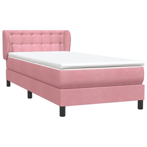 vidaXL Cama com molas/colch&atilde;o rosa 90x210 cm veludo