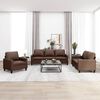 vidaXL 3 pcs conjunto de sof&aacute;s c/ almofad&otilde;es couro artificial castanho