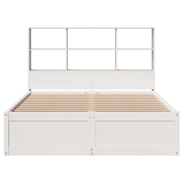 vidaXL Cama sem colch&atilde;o 140x200 cm madeira de pinho maci&ccedil;a branco