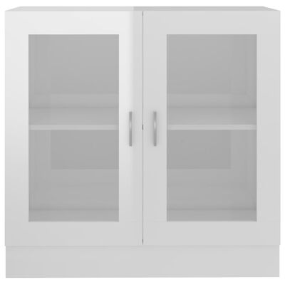vidaXL Armário vitrine 82,5x30,5x80 cm contraplacado branco brilhante