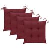 vidaXL Cadeiras de jardim c/ almofad&otilde;es vermelho tinto 4 pcs teca maci&ccedil;a