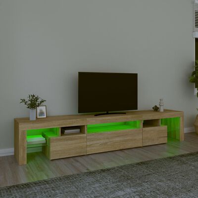 vidaXL Móvel de TV com luzes LED 215x36,5x40 cm carvalho sonoma