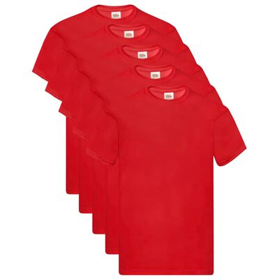 Fruit of the Loom T-shirts originais 5 pcs algodão XL vermelho