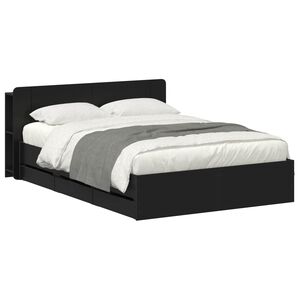 vidaXL Estrutura de Cama com Armazenamento e Cabeceira Preto