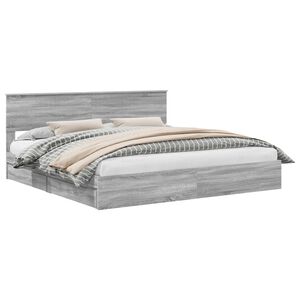 vidaXL Cama com Armazenamento com cabeceira Cinza Sonoma 200 x 200 cm