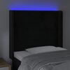 vidaXL Cabeceira de cama c/ luzes LED veludo 83x16x118/128 cm preto