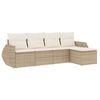 vidaXL 5 pcs conjunto de sof&aacute;s p/ jardim com almofad&otilde;es vime PE bege