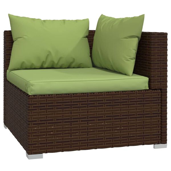 vidaXL 13 pcs conjunto lounge de jardim c/ almofad&otilde;es vime PE castanho