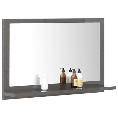vidaXL Espelho de casa de banho 60x10,5x37cm contrap. cinza brilhante