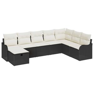 vidaXL Conjunto de Sof&aacute;s com almofada 8 pcs Preto e Creme vime PE