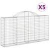 vidaXL Cestos gabi&atilde;o arqueados 5pcs 200x30x100/120cm ferro galvanizado
