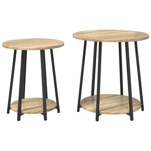 vidaXL Conjunto de mesas de apoio 2 unid. Carvalho Sonoma e Preto