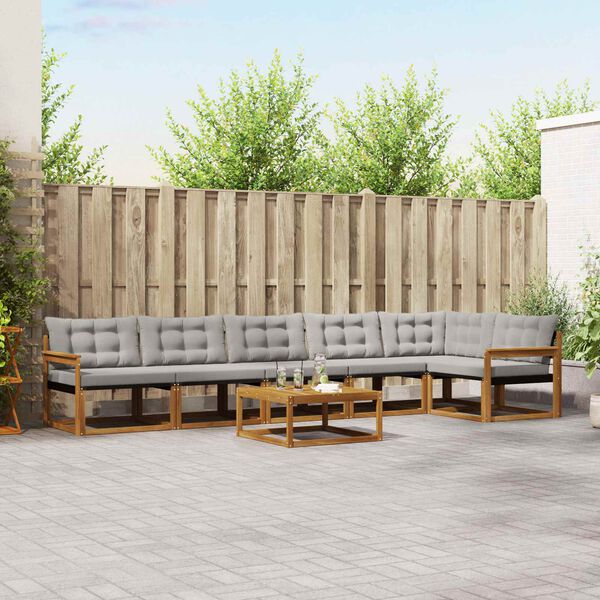 vidaXL Conjunto de Sof&aacute;s para Exterior 7 pcs Cinza Natural e Claro