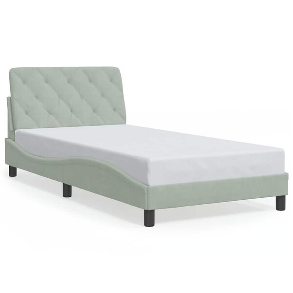 vidaXL Estrutura de cama sem colch&atilde;o 100x200 cm veludo cinzento-claro
