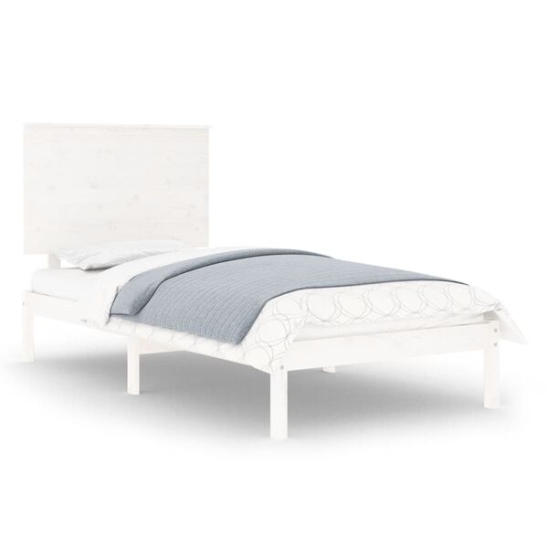 vidaXL Estrutura de cama solteiro 90x190 cm madeira maciça branco