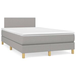 vidaXL Cama com molas/colch&atilde;o 120x200 cm tecido cinza-claro