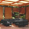 vidaXL 12 pcs conjunto lounge jardim c/ almofad&otilde;es pinho maci&ccedil;o preto