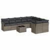 vidaXL 10 pcs conjunto sof&aacute;s de jardim c/ almofad&otilde;es vime PE cinzento