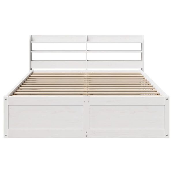 vidaXL Estrutura cama c/ cabeceira 140x190 cm pinho maciço branco