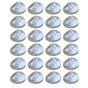 vidaXL Candeeiro de parede solar LED exterior 24 pcs prateado redondo