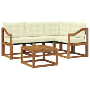 vidaXL Conjunto de Sof&aacute;s para Exterior 5 unid. Natural e Creme