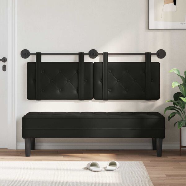 vidaXL Cabeceira Suspensa Preto 150 x 55 x 5 cm Couro Sint&eacute;tico