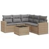 vidaXL 6 pcs conjunto de sof&aacute;s p/ jardim com almofad&otilde;es vime PE bege